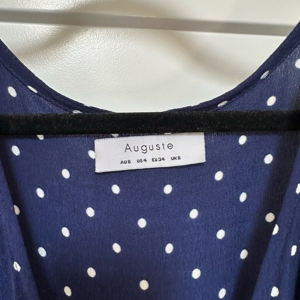 Auguste Navy & White Pola Dot Wrap Dress